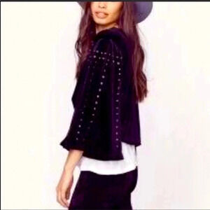 Blue Life Velvet Studded bell sleeve crop jacket